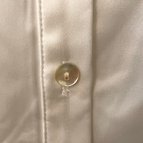 S: Rachel Zoe Satin Long Sleeve Button Down Blouse Ivory NWOT New! - Picture 3 of 9